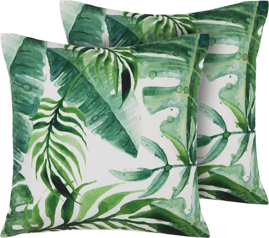 Beliani -PAVELLI -Tuinkussen set van 2-Groen-45 x 45 cm-Polyester