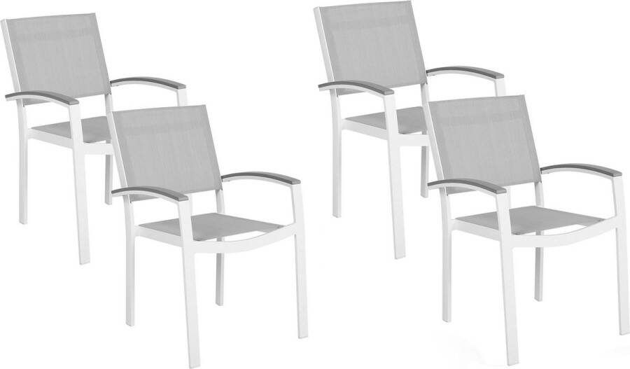 Beliani PERETA Tuinstoel set van 4 Grijs Aluminium