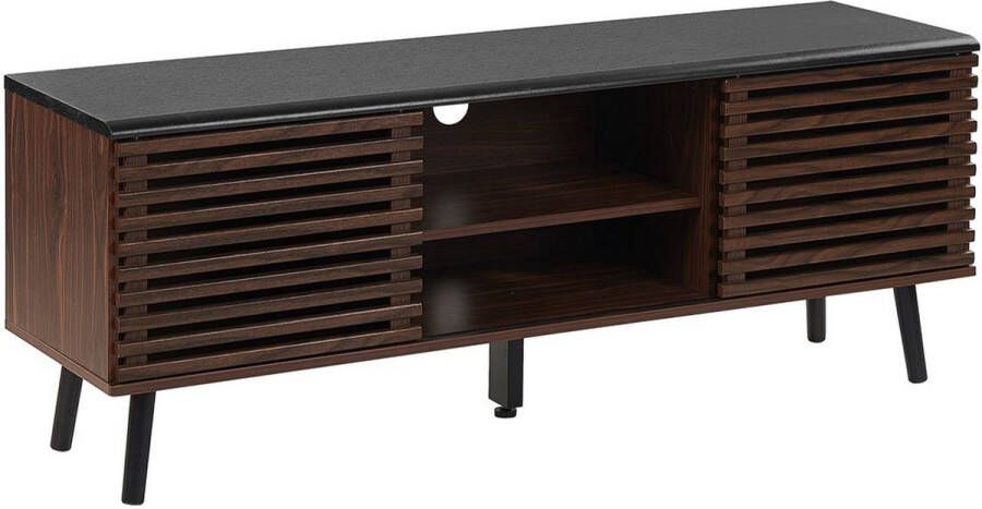 Beliani PERTH TV-meubel Donkere houtkleur MDF