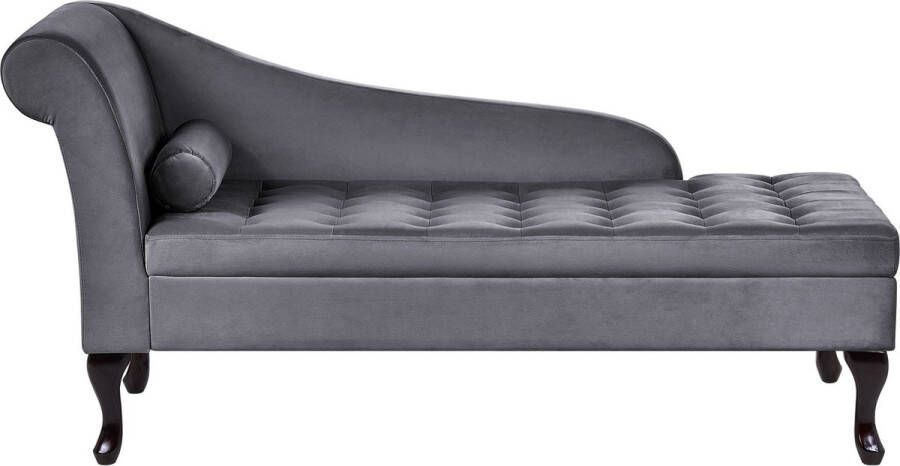 Beliani PESSAC Chaise longue Donkergrijs Linkerzijde Fluweel