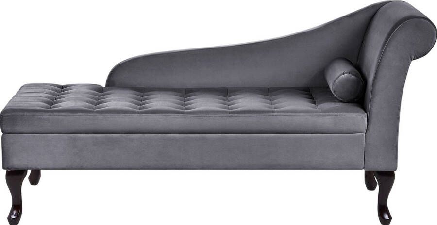 Beliani -PESSAC-Chaise longue-Donkergrijs-Rechterzijde-Fluweel
