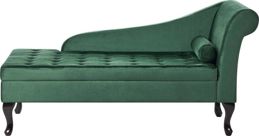 Beliani -PESSAC-Chaise longue-Donkergroen-Rechterzijde-Fluweel