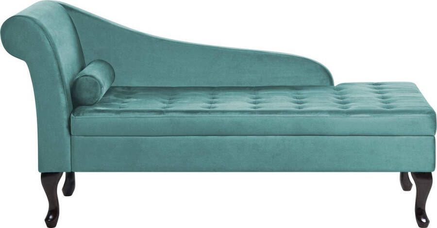 Beliani PESSAC Chaise longue Groenblauw Linkerzijde Fluweel