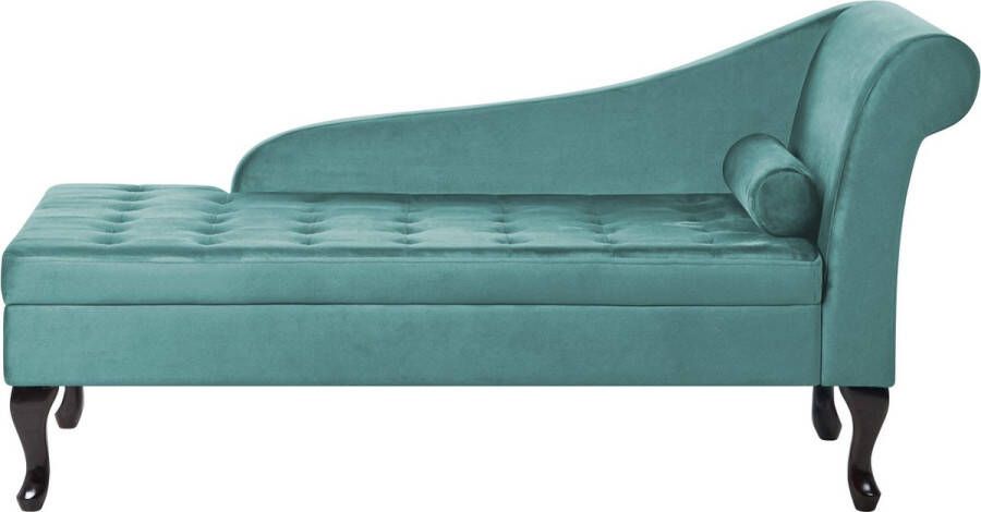 Beliani PESSAC Chaise longue Groenblauw Rechterzijde Fluweel