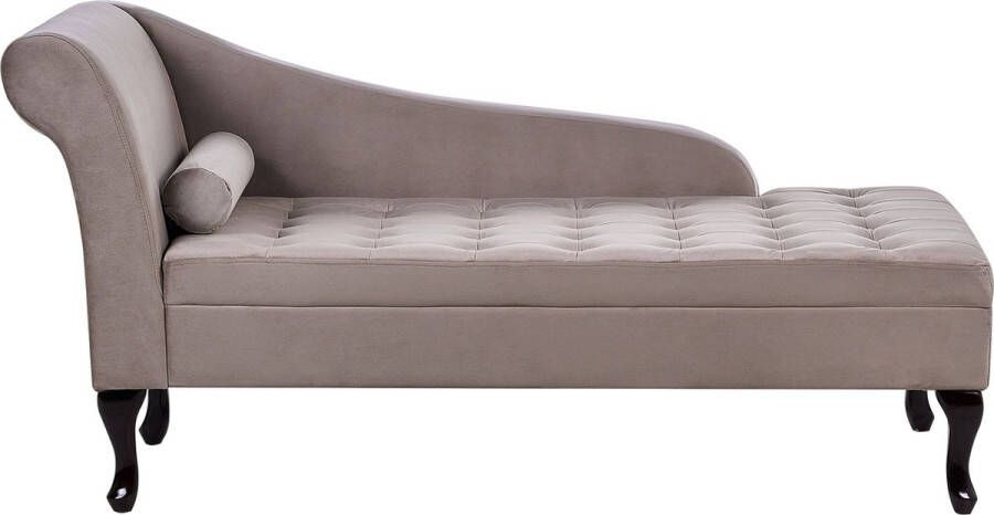 Beliani PESSAC Chaise longue Taupe Linkerzijde Fluweel