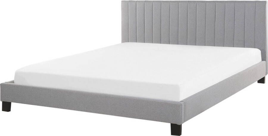Beliani -POITIERS -Tweepersoonsbed-Lichtgrijs-160 x 200 cm-Polyester