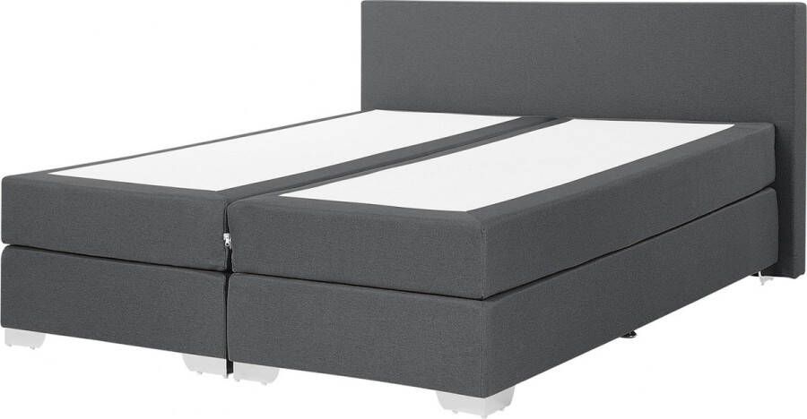 Beliani PRESIDENT Boxspring Lichtgrijs 160 x 200 cm Polyester