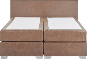 Beliani PRESIDENT Tweepersoons boxspringbed bruin Kunstleer