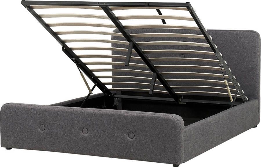 Beliani -RENNES -Bed met opbergruimte-Grijs-160x200 cm-Polyester