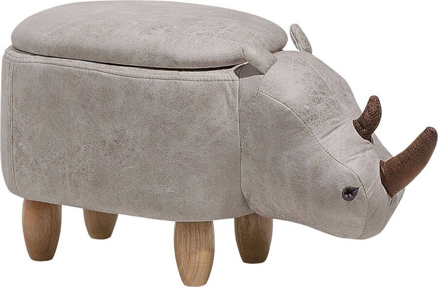 Beliani RHINO Hocker Grijs Kunstleer