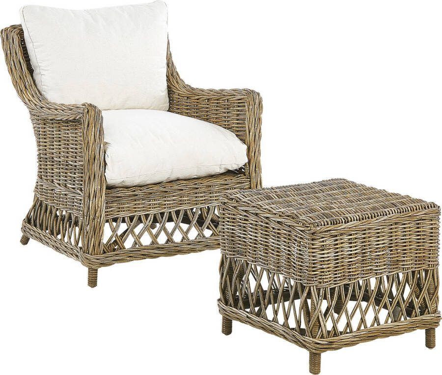 Beliani RIBOLLA Tuinstoel Beige Rotan