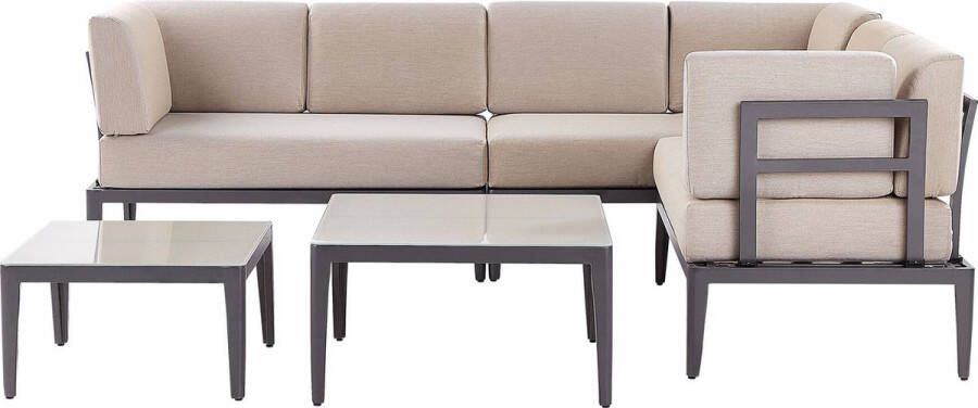 Beliani Rima Iii Loungeset-grijs-polyester Aluminium