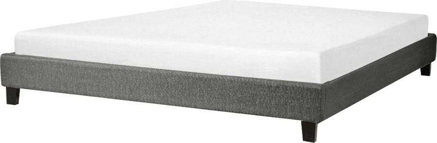 Beliani ROANNE Tweepersoonsbed Grijs 180 x 200 cm Polyester