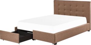 Beliani ROCHELLE Bed with Storage Bruin Polyester