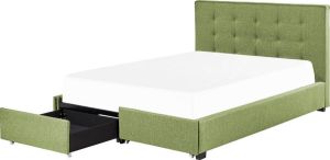Beliani ROCHELLE Bed with Storage Groen Polyester