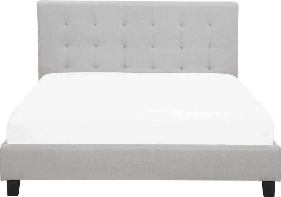 Beliani -ROCHELLE -Tweepersoonsbed-Lichtgrijs-160 x 200 cm-Polyester