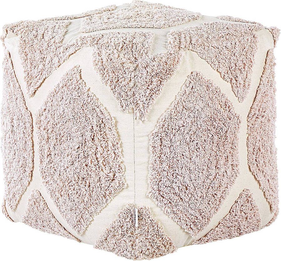 Beliani ROJHAN Poef Pastelroze 40 cm Katoen