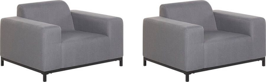 Beliani ROVIGO Fauteuil set van 2 grijs polyester