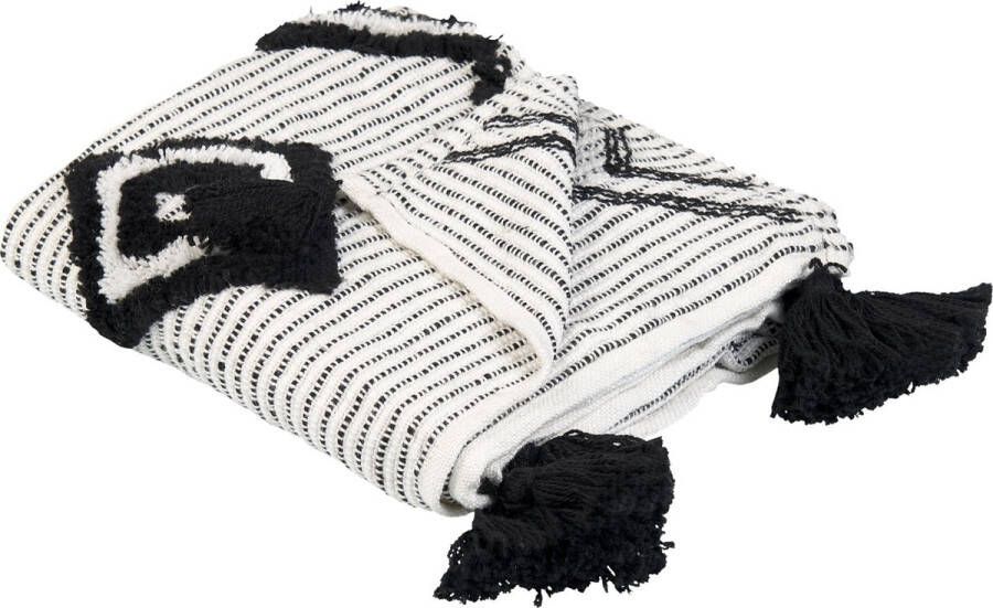 Beliani SAATLI Plaid Wit Zwart Polyester