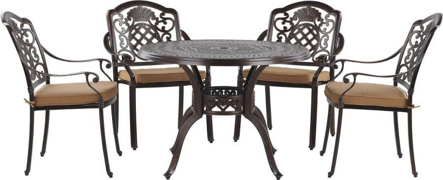 Beliani SALENTO Tuinset voor 4 Bruin Aluminium