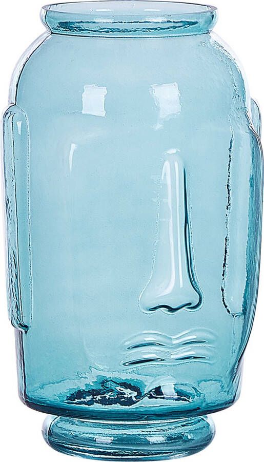 Beliani SAMBAR Bloemenvaas Blauw Glas