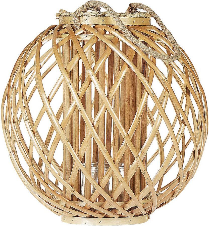 Beliani SAMOA windlichtzuilen-Lichte houtkleur-Wilgenhout
