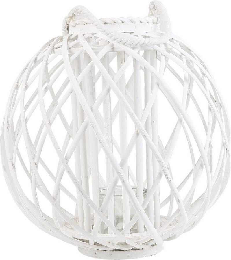Beliani SAMOA windlichtzuilen-Wit-Wilgenhout