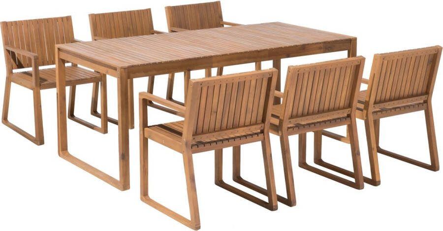 Beliani SASSARI Tuinset voor 6 Lichte houtkleur Acaciahout