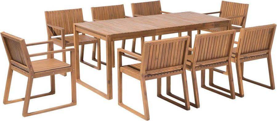 Beliani SASSARI Tuinset voor 8 Lichte houtkleur Acaciahout