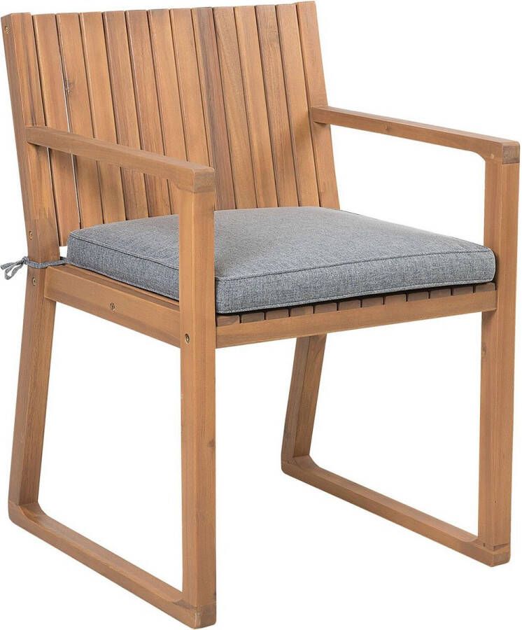 Beliani SASSARI Chair with Cushion Lichte houtkleur Acaciahout