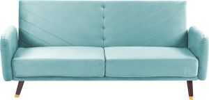 Beliani SENJA Driezitsbank Blauw Fluweel
