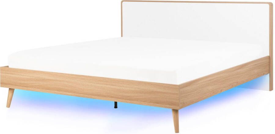 Beliani -SERRIS -Tweepersoonsbed LED-Lichte houtkleur-180 x 200 cm-MDF