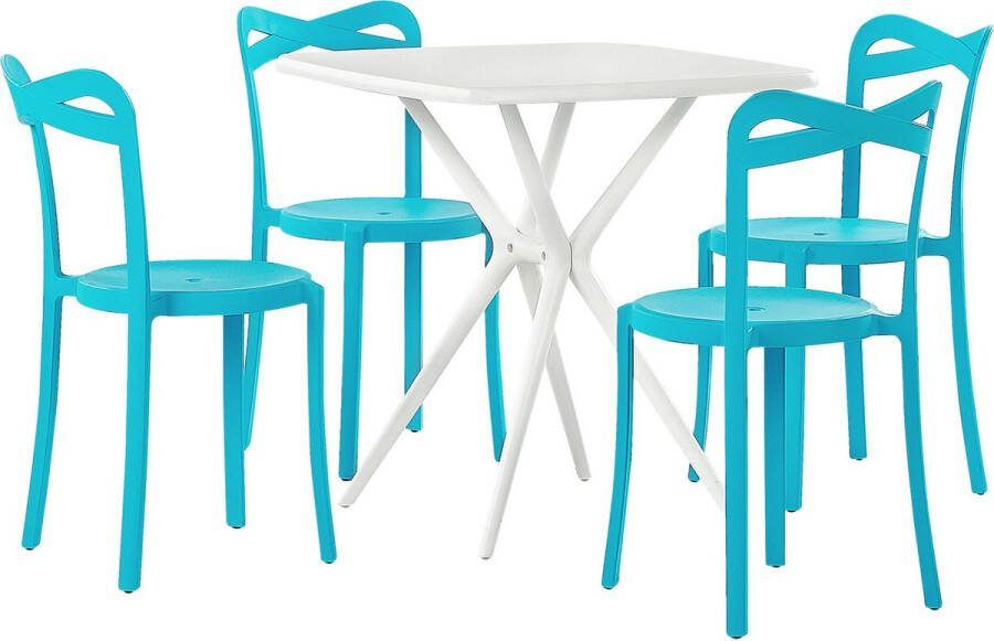Beliani SERSALE CAMOGLI Tuinset voor 4 Wit Blauw Synthetisch materiaal