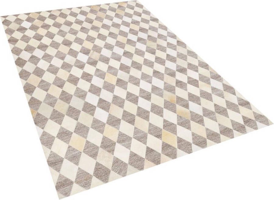 Beliani SESLICE Patchwork-Beige-Jacquard Koeienhuid leer