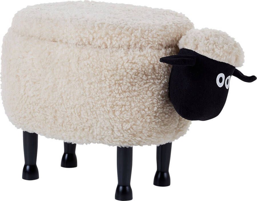 Beliani SHEEP Poef Creme Polyester