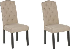 Beliani SHIRLEY Eetkamerstoel set van 2 beige polyester