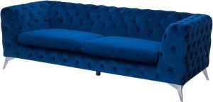 Beliani SOTRA Chesterfield bank Blauw Fluweel