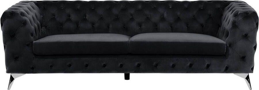 Beliani SOTRA Chesterfield bank Zwart Fluweel