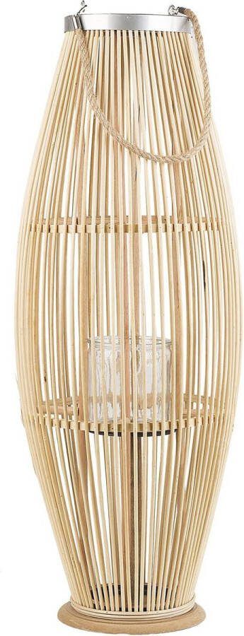 Beliani TAHITI windlichtzuilen-Lichte houtkleur-Bamboehout
