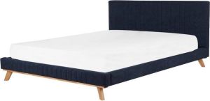 Beliani TALENCE Tweepersoonsbed Blauw chenille