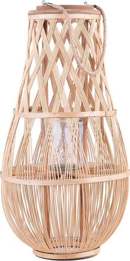 Beliani TONGA windlichtzuilen-Lichte houtkleur-Bamboehout