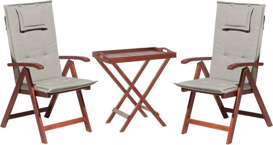 Beliani TOSCANA Bistroset voor 2 Donkere houtkleur Taupe Acaciahout