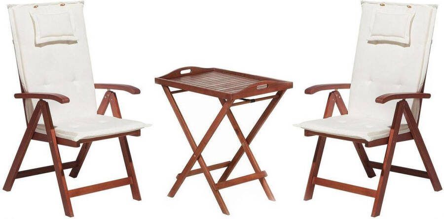 Beliani TOSCANA Bistroset voor 2 Donkere houtkleur Creme Acaciahout