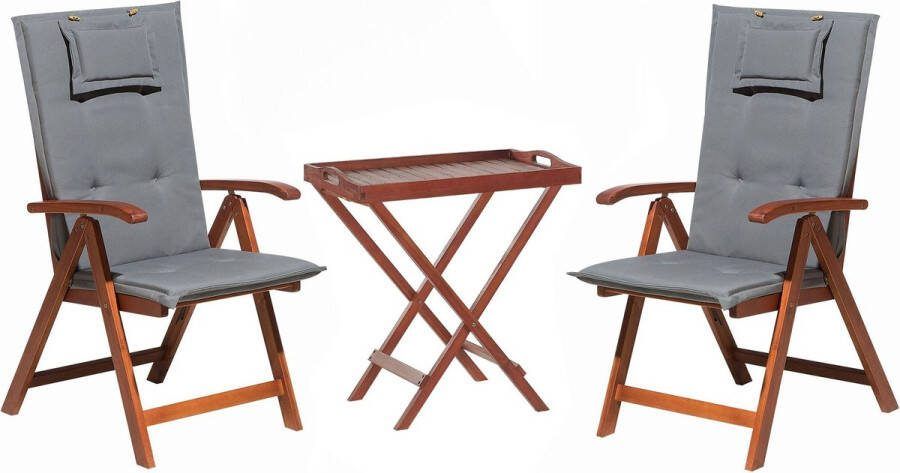 Beliani TOSCANA Bistroset voor 2 Donkerehout Grafietgrijs Acaciahout