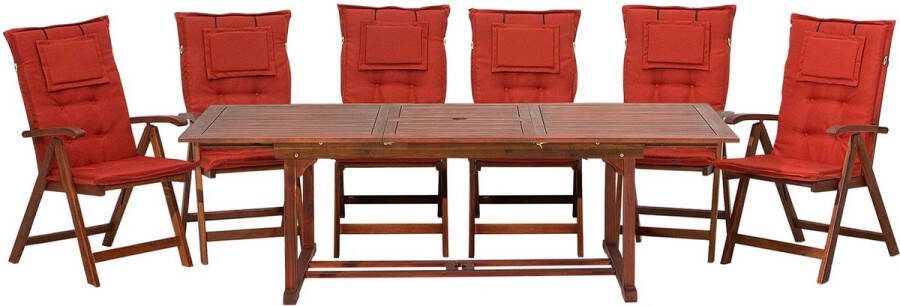 Beliani TOSCANA Tuinset voor 6 Donkere houtkleur Terracotta Acaciahout