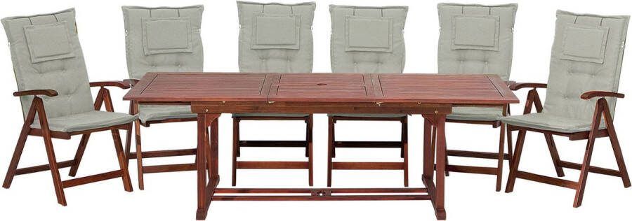 Beliani TOSCANA Tuinset voor 6 Grijs Acaciahout