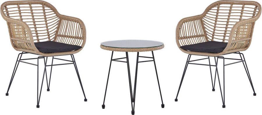 Beliani TROPEA II Bistroset voor 2 Natuurlijk PE rotan