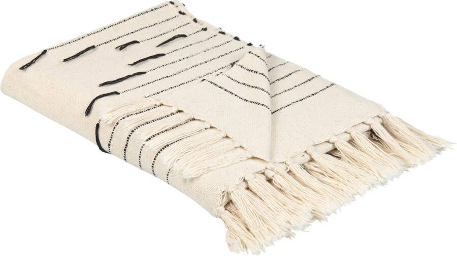 Beliani ULUYOL Plaid Lichtbeige Katoen