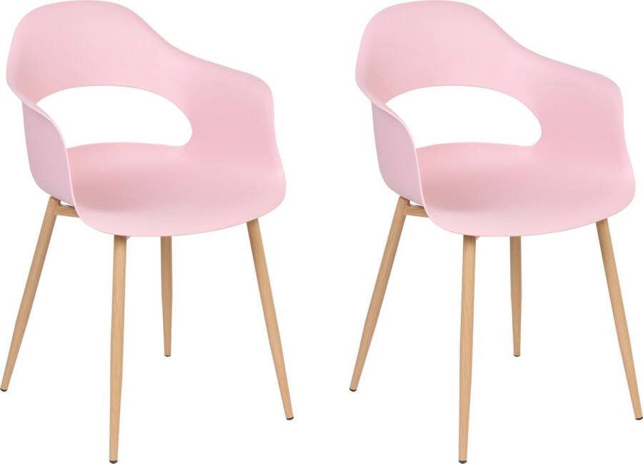 Beliani UTICA Eetkamerstoel Roze Synthetisch materiaal
