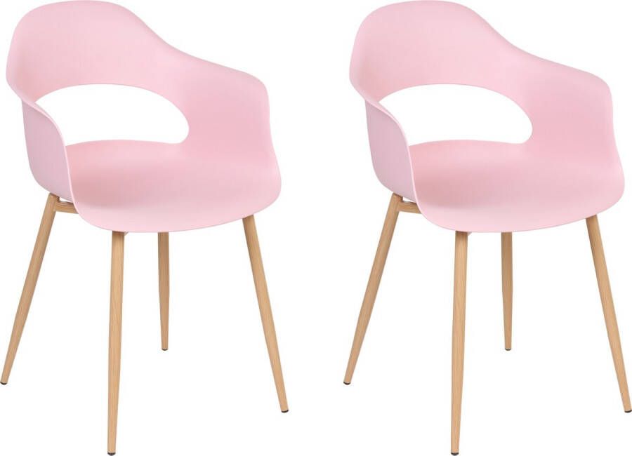 Beliani UTICA Set of 2 Chairs Roze Synthetisch materiaal